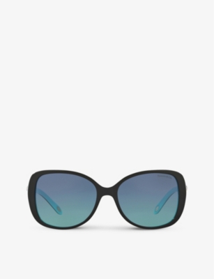 Shop Tiffany & Co Tf4121b Square-frame Acetate Sunglasses In Black