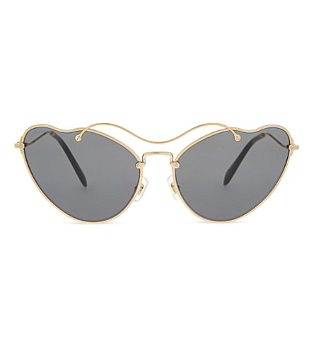MIU MIU Mu55Rs Scenique Cat Eye-Frame Sunglasses, Antique Gold | ModeSens
