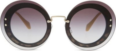 MIU MIU Mu10Rs Reveal Round-Frame Sunglasses, Black | ModeSens