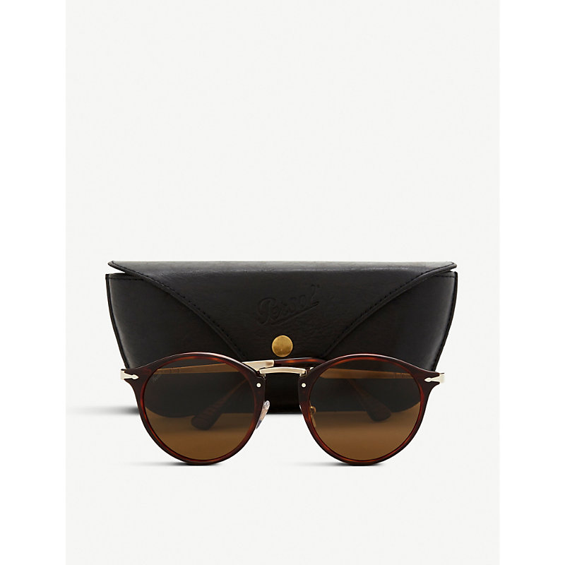 Shop Persol Women's Brown Po3166s Round-frame Tortoiseshell Sunglasses