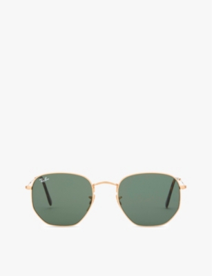 Ray ban hexagonal 2024 black and gold