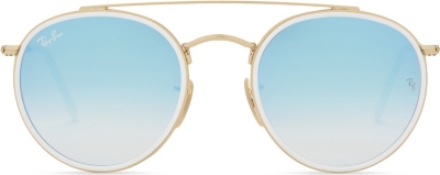 Ray Ban Rb3647 Round-frame Sunglasses In Gold