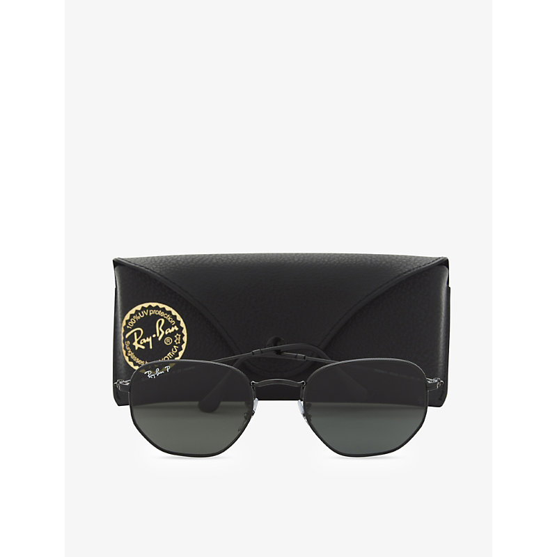 Shop Ray Ban Ray-ban Women's Black Rb3548n Hexagonal Sunglasses