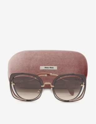 Shop Miu Miu Womens Brown Mu54s Square-frame Sunglasses