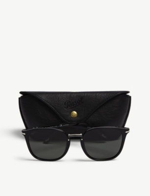 Persol Mens Black Po3186s Phantos-frame Sunglasses In Black