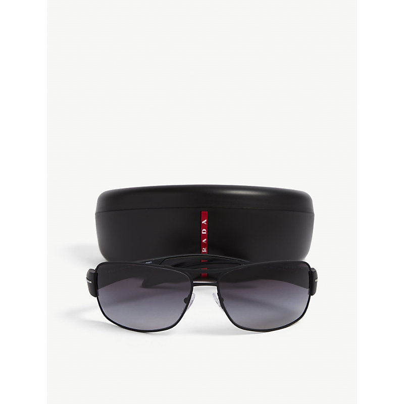 Shop Prada Linea Rossa Men's Black Ps 53ns Square-framed Plastic Sunglasses