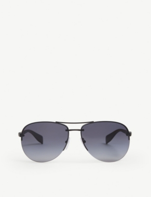 Prada Ps 56ms Aviator Metal Sunglasses In Black