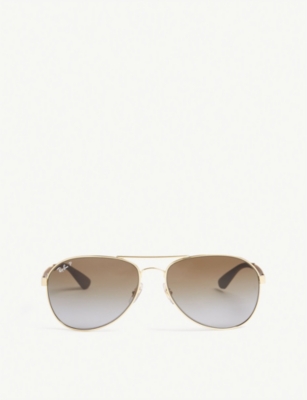 Ray Ban Rb3549 Pilot-frame Sunglasses In Gold