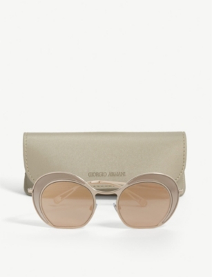 Shop Giorgio Armani Women's Brown Ar6073 Round Sunglasses