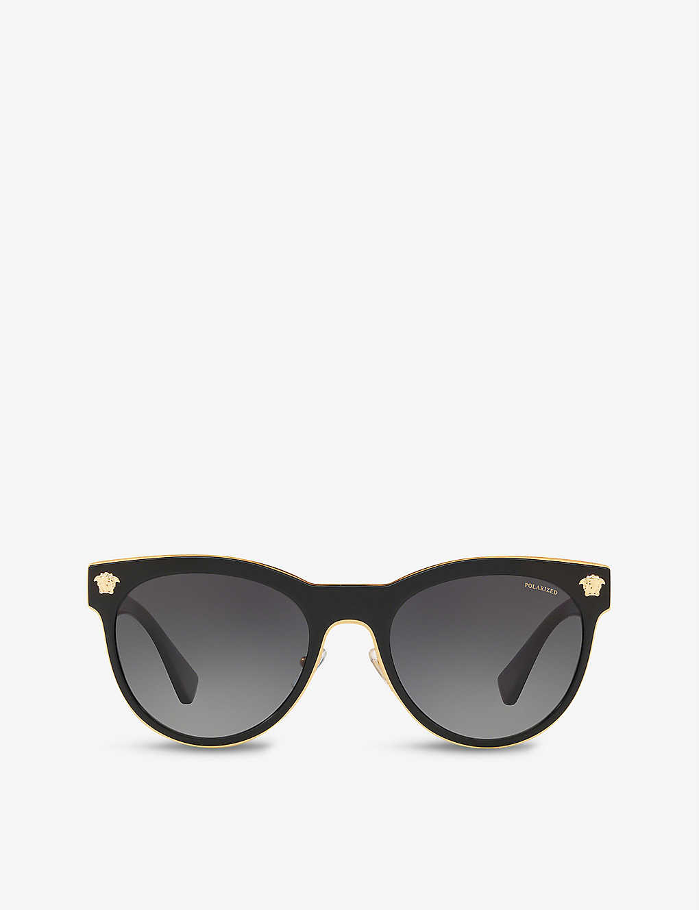Shop Versace Women's Black Ve2198 Phantos-frame Metal Polarised Sunglasses