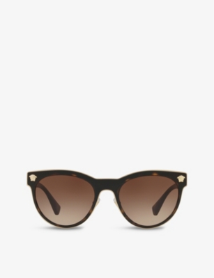 Shop Versace Women's Brown Ve2198 Phantos-frame Metal Sunglasses