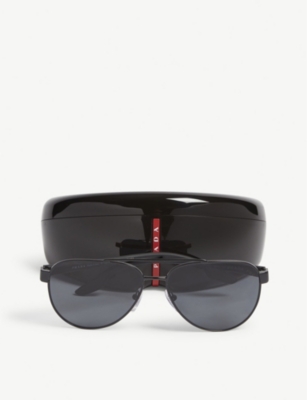 Prada 54ts Aviator Sunglasses In Black