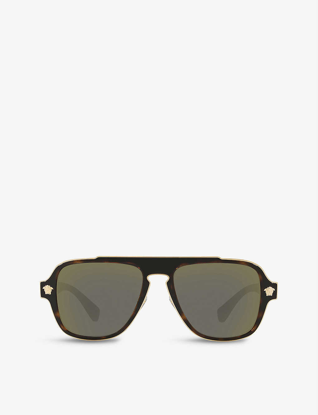 Versace Ve2199 Square-frame Metal Sunglasses In Brown