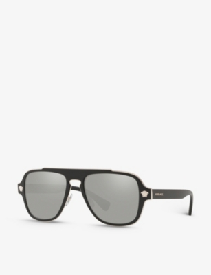 Shop Versace Women's Black Ve2199 Square-frame Metal Sunglasses