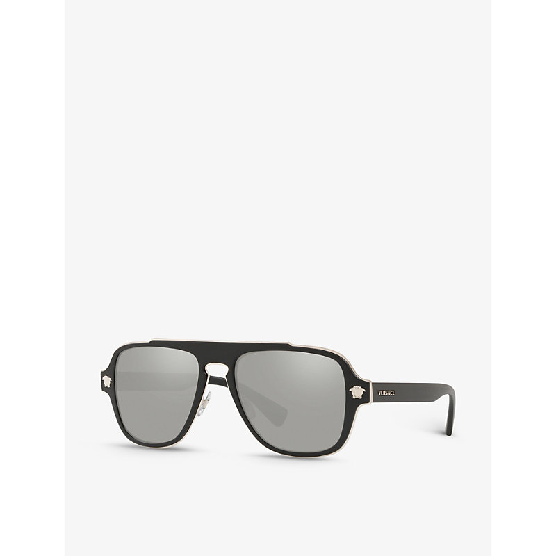 Shop Versace Women's Black Ve2199 Square-frame Metal Sunglasses