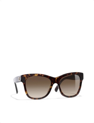 Pre-owned Chanel Square Sunglasses In Dark Havana