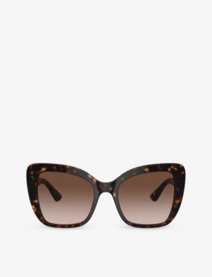 Shop Dolce & Gabbana Women's Brown Dg4348 Butterfly-frame Acetate Sunglasses