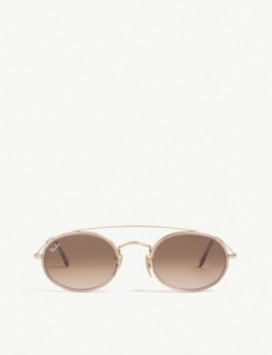 Ray Ban Rb3847n Oval-frame Sunglasses In Gold
