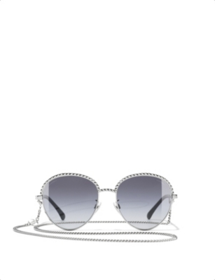 Pre-owned Chanel Womens Silver Pantos Sunglasses