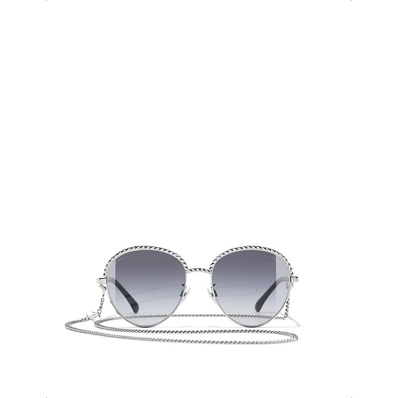 Pre-owned Chanel Womens Silver Pantos Sunglasses