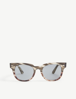 Shop Ray Ban Ray-ban Womens Grey Gradient Brown Rb2168 Meteor Square-frame Havana Sunglasses