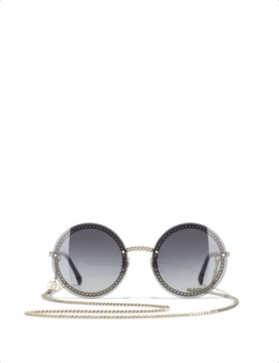 Chanel round sunglasses store with chain