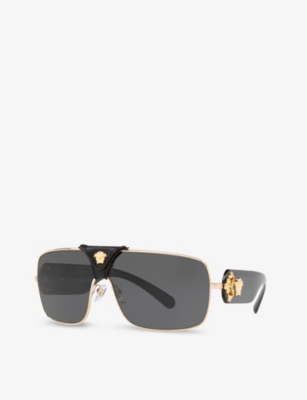 Versace Ve2207q Aviator-frame Glass And Metal Sunglasses In Gold