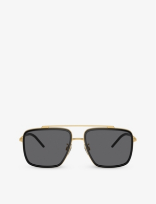 Dolce & Gabbana Dg2220 Square-frame Metal Sunglasses In Gold