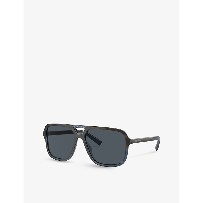 Shop Dolce & Gabbana Women's Blue Dg4354 Square-frame Tortoiseshell Acetate Sunglasses
