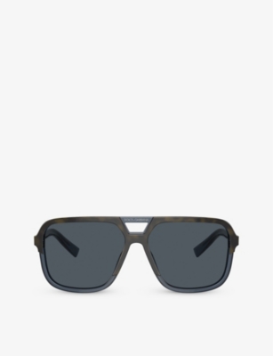 Dolce & Gabbana Dg4354 Square-frame Tortoiseshell Acetate Sunglasses In Blue