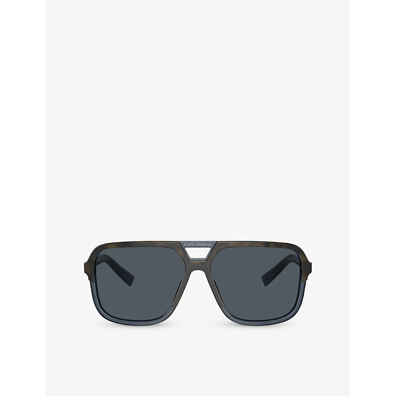 Dolce & Gabbana Dg4354 Square-frame Tortoiseshell Acetate Sunglasses In Blue