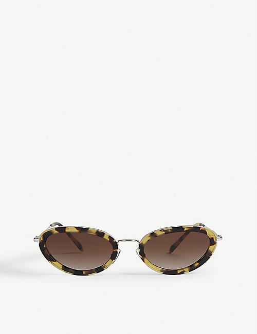 MIU MIU: Délice tortoiseshell oval-frame sunglasses