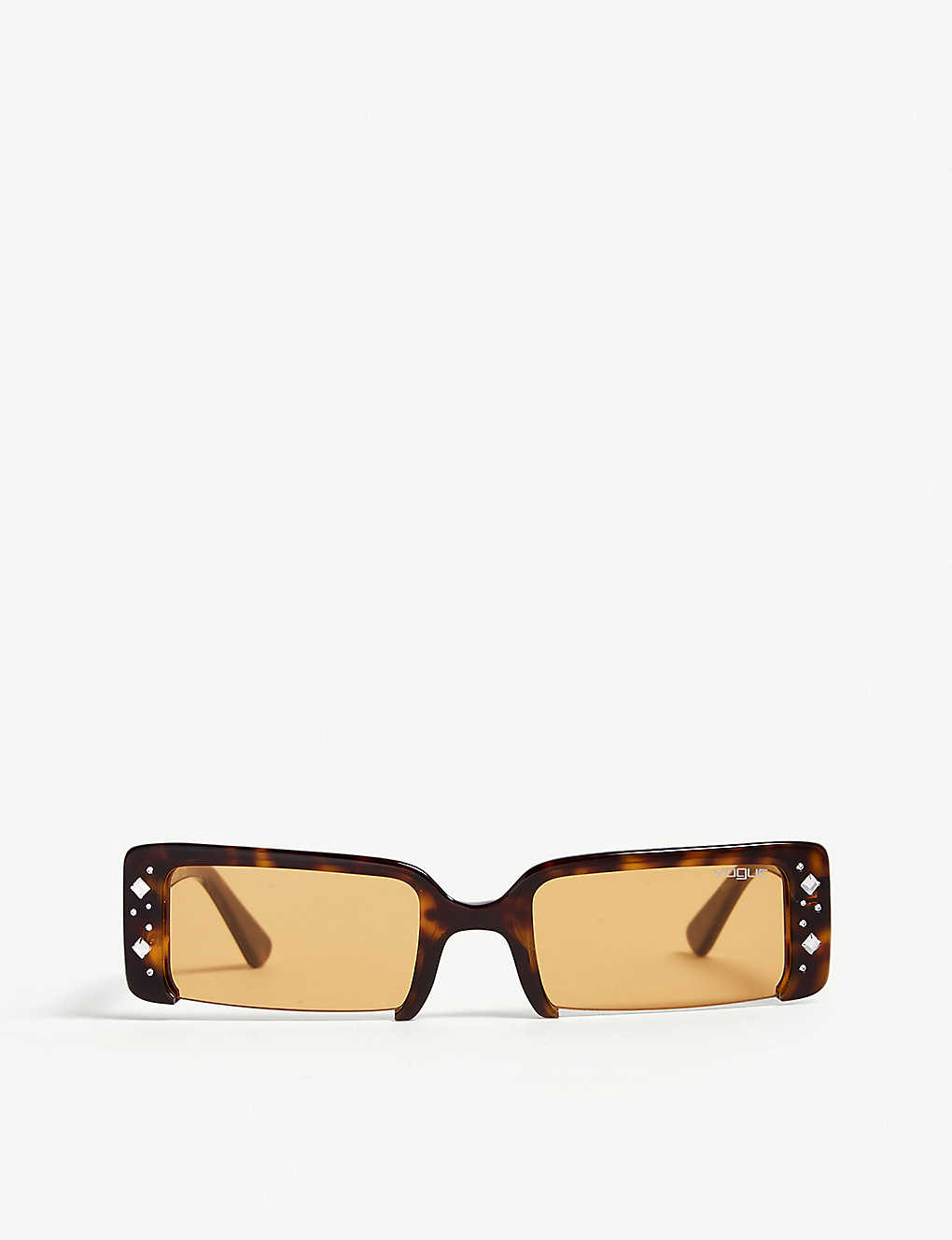Vogue Soho Crystal-embellished Rectangle-frame Sunglasses In Brown