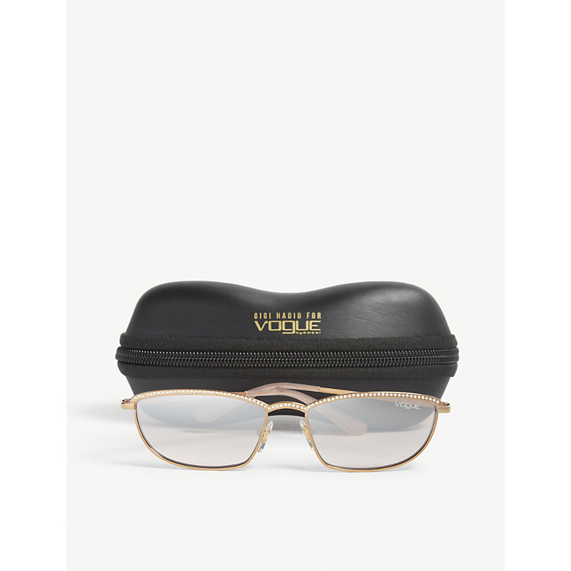 Shop Vogue Womens Pink Gigi Hadid Taura Rectangle-frame Sunglasses