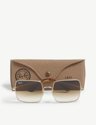 Shop Ray Ban Ray-ban Women's Gold Rb1971 Square-frame Sunglasses