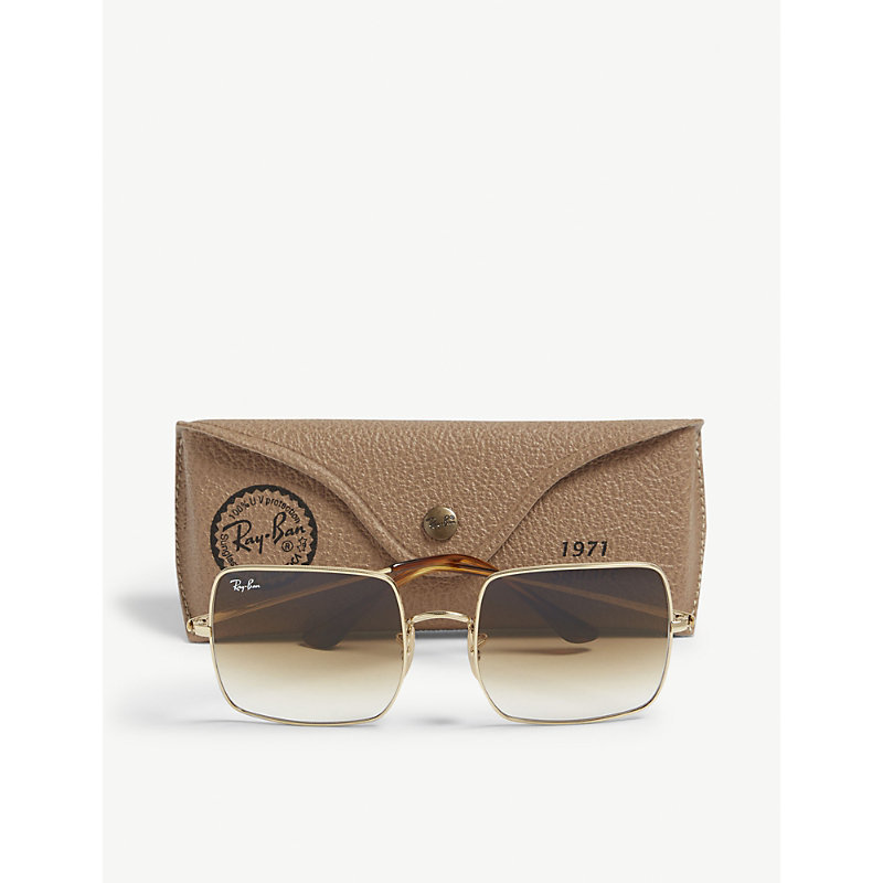 Shop Ray Ban Ray-ban Women's Gold Rb1971 Square-frame Sunglasses