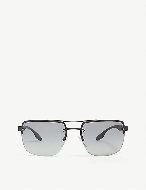PRADA LINEA ROSSA: PS60US rectangle-frame aviator sunglasses