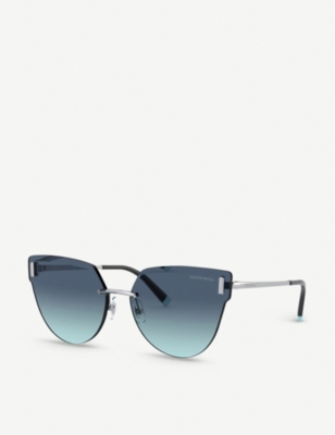 Shop Tiffany & Co Tf3070 Tiffany T Metal Cat-eye Sunglasses In Silver