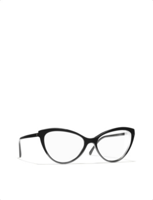 Pre-owned Chanel Womens Black Cat Eye Eyeglasses