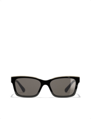 CHANEL Acetate Square Sunglasses 5417 Black Spellout in 2023
