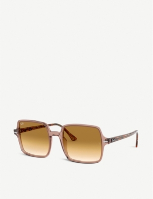 Shop Ray Ban Ray-ban Women's Brown Rb1973 Acetate Square-frame Sunglasses