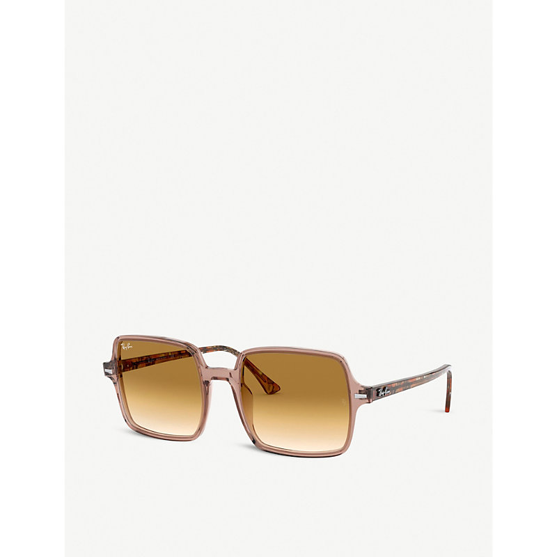 Shop Ray Ban Ray-ban Women's Brown Rb1973 Acetate Square-frame Sunglasses