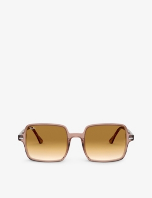 Shop Ray Ban Ray-ban Women's Brown Rb1973 Acetate Square-frame Sunglasses