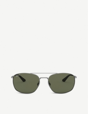 RAY-BAN: RB3654 metal square-frame sunglasses