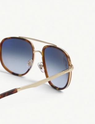 PERSOL MENS GOLD PO2465S 57 PILOT-FRAMED STEEL AND ACETATE SUNGLASSES