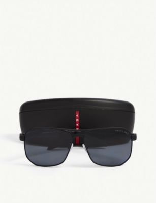 PRADA LINEA ROSSA: PS 56MS square-framed steel sunglasses