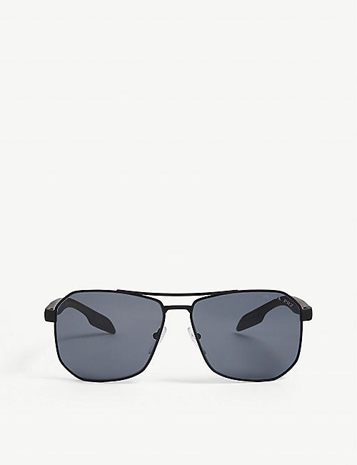 PRADA LINEA ROSSA: PS 56MS square-framed steel sunglasses
