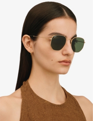RAY-BAN: RB3548N metal crystal hexagonal-frame sunglasses