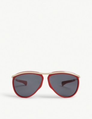 Ray Ban Ray-ban Womens Red Rb2219 Olympian Aviator Acetate And Metal Sunglasses