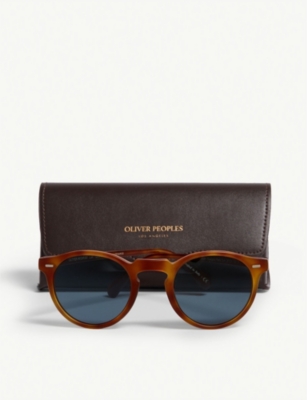 Shop Oliver Peoples Women's Brown Gregory Peck Tortoiseshell Round-frame Sunglasses